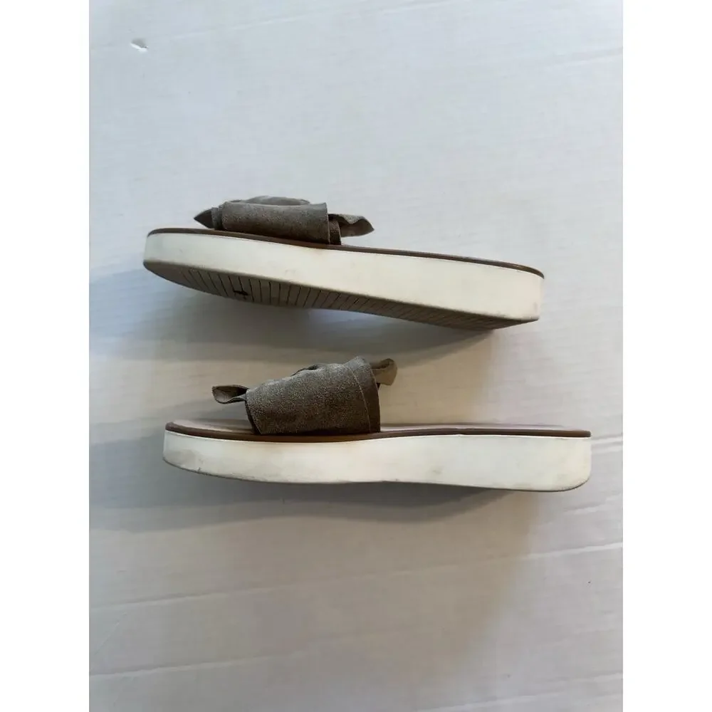 Seychelles Italy Tan Suede Leather Knot Bow Slide Sandals Womens 8 Summer